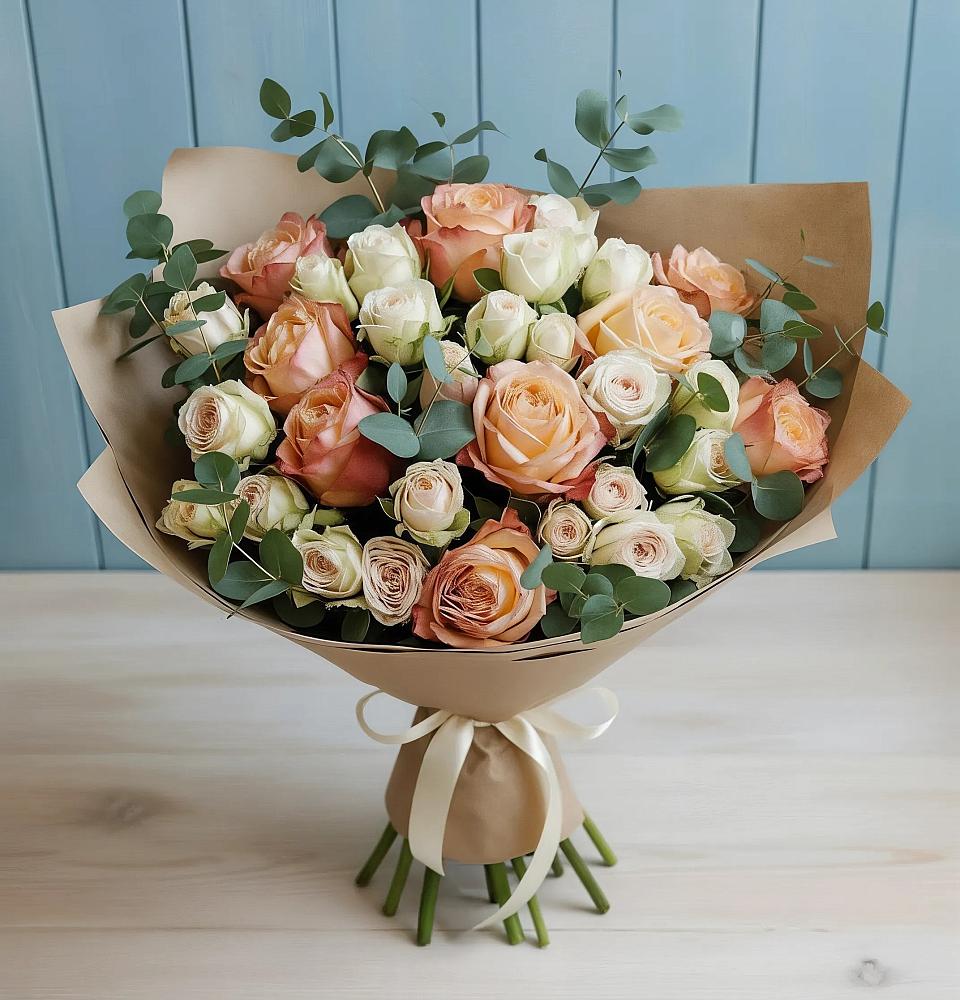 Букет цветов из: Альстромерии и Розы в Латной
