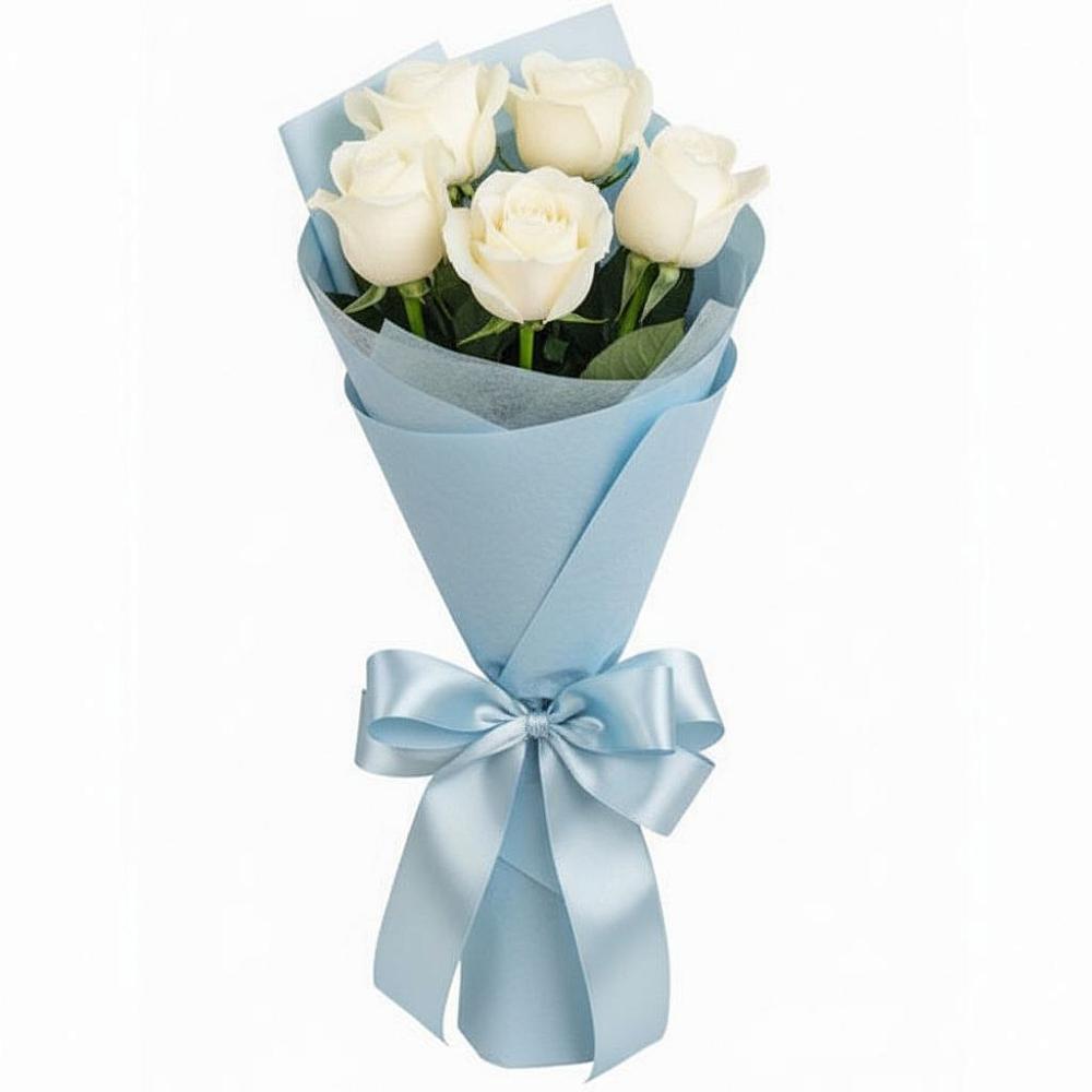 Букет 5 Белых роз Проуд в Латной
