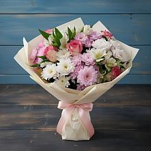 Букет цветов из:  Хризантемы, Альстромерии и Розы в Латной